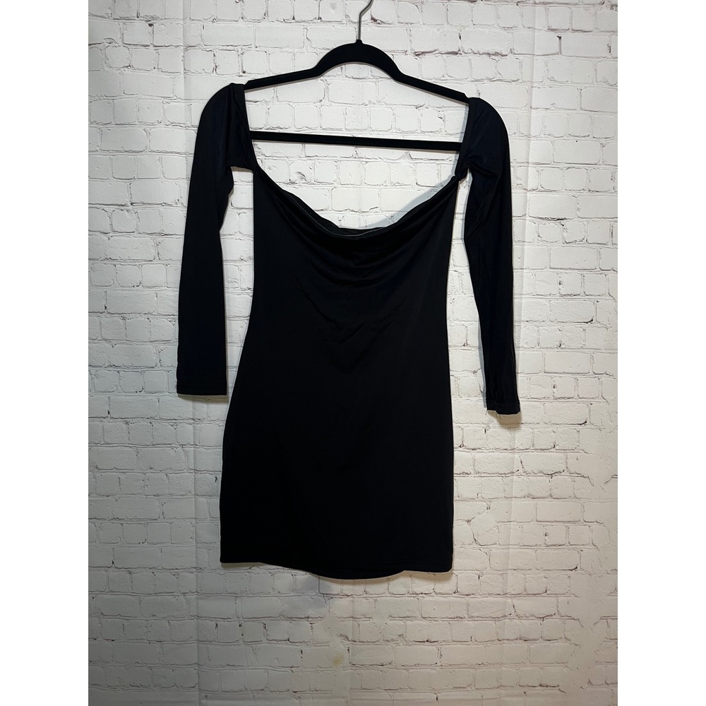White Fox Black Off The Shoulder Long Sleeve Mini Dress Small